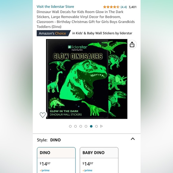 Free w another purchase / NEW Glow in the dark dinosaur wall stickers - Picture 5 of 5